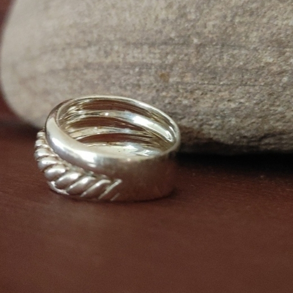 Golden Clef Sterling Ring Twisted Rope Style Arezzo Italy Size 8.5 - Picture 5 of 7